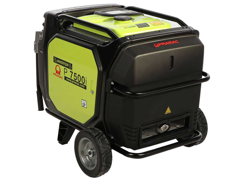 Rear view of the Pramac P7500i 7000W inverter generator showing its enclosed construction